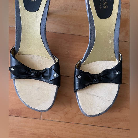 Y2K Guess by Marciano “Feisty” Black Wood Mules 9 - Picture 3 of 6
